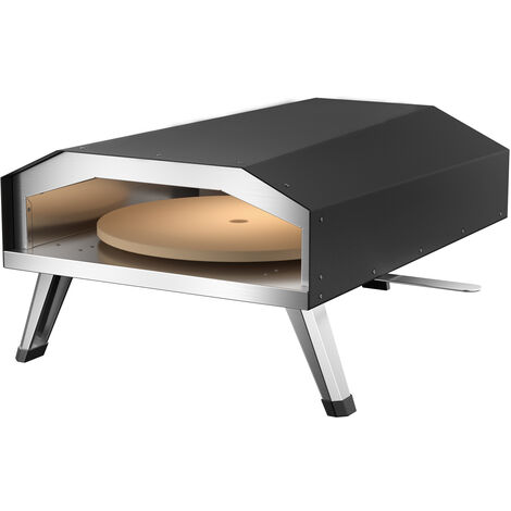 Toboli – Four à pizza à gaz rotatif – 510 x 730 x 255 mm – Pierre de cuisson Ø 330 mm – Température 350 °C – Pieds pliables pour extérieur
