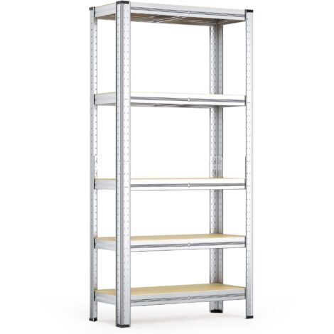 Wiltec Étagère Charges lourdes Acier galvanisé 154x75x30cm 875kg Rayonnage emboîtable 5 Niveaux