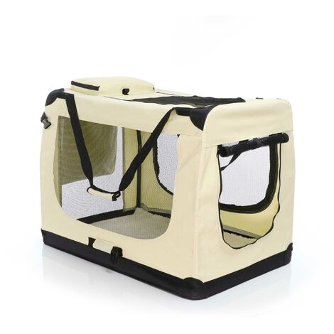 Caisse De Transport Pliable Pour Chien Taille XL - 82x56x58 Cm, Charge 20 Kg - Tissu Oxford, Cadre Acier, Mesh Aéré - Pour Voiture, Train, Vétérinaire