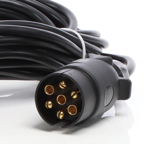 XPOtool Câble remorques 7 Broches de 5 m – avec 2 connecteurs 5 broches – pour alimentation des Feux arrière des Remorques et Caravanes