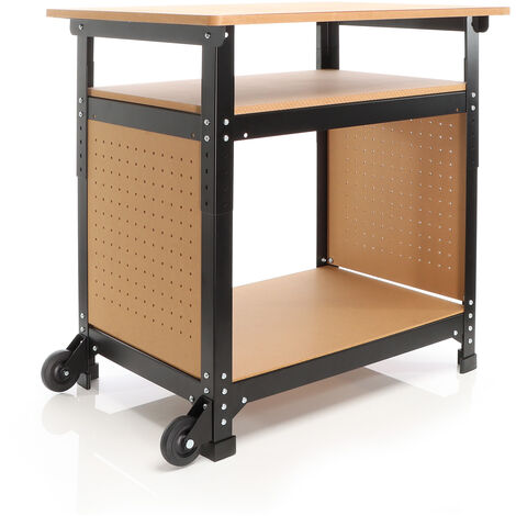 Xpotool – Établi mobile réglable en hauteur 68x50 cm – Acier peint – 2 étagères – Pour ateliers de bricolage – Hauteur 66-82 cm - 68x50x66-82
