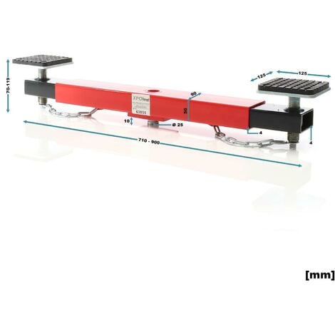 Wiltec Traverse de levage pour cric, capacité de charge 2000 kg, Réglable, avec Patins en Caoutchouc, Véhicules Atelier Garage