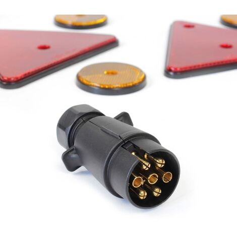 Wiltec Lot éclairage de remorque – avec Fiche à 7 pôles, Lampes, Réflecteurs, Clignotants, Cataphotes et Câbles – Éclairage voiture routier