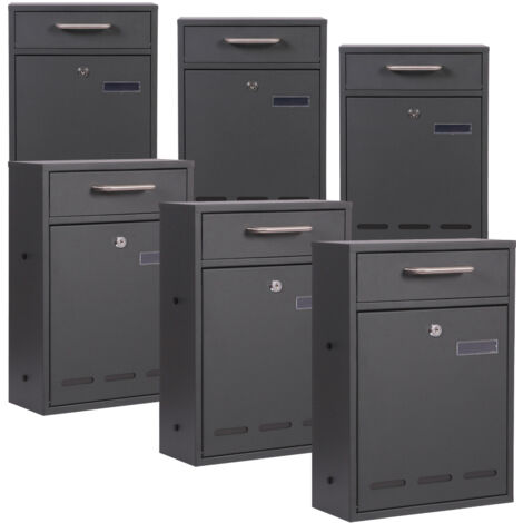 Caisson Boite Aux Lettres Brique 2 Largeur 3 Hauteur Avec Toit Et Support Noir 201x67x38 Cm Hxlxp main image 1