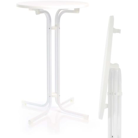 Table Haute Pliable Blanche 110 Cm - Diamètre 80 Cm, Ronde, Extérieur/Intérieur, Stable