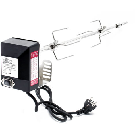 Wiltec Broche BBQ 110cm 230V Acier Fin 4x Fourches à Viande Masselotte - 6