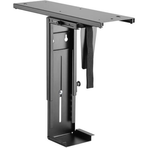 Wiltec Support Coulissant PC Sous Bureau 10kg Réglage en continu Hauteur Largeur Pivotant 360° 147x 485x 596mm Support avec Glissière Boitier Ordinateur Espace Rangement