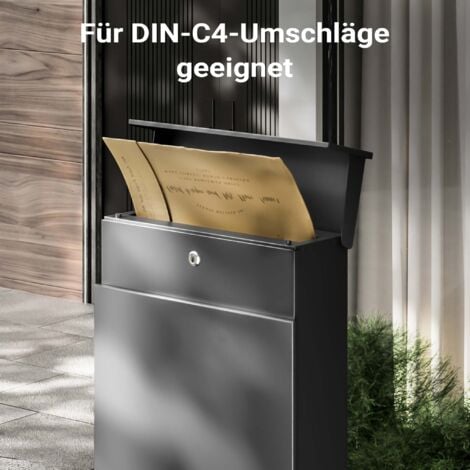 Wiltec Boîte aux lettres et colis avec porte journaux Verrouillable 39,5 x 14,1 x 115 cm Couleur anthracite Usage domestique Courrier Journal