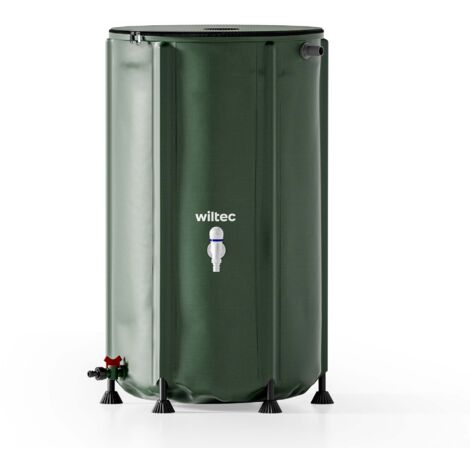 Wiltec Récupérateur eau de pluie pliable 250 litres, citerne souple en PVC avec fermeture éclair, robinet et couvercle, réservoir irrigation jardin