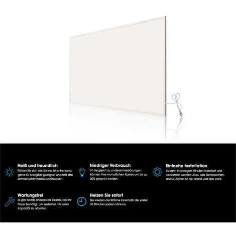 Radiateur électrique Rayonnant Extra Plat Verre Teinté BLANC 450W – Ve