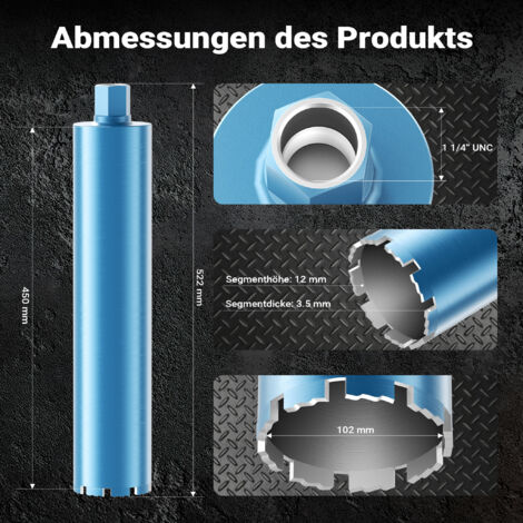 Foret Diamant Wiltec Ø108mm - Pour Carotteuse - Béton Armé/Carrelage - Forage Sec/Humide
