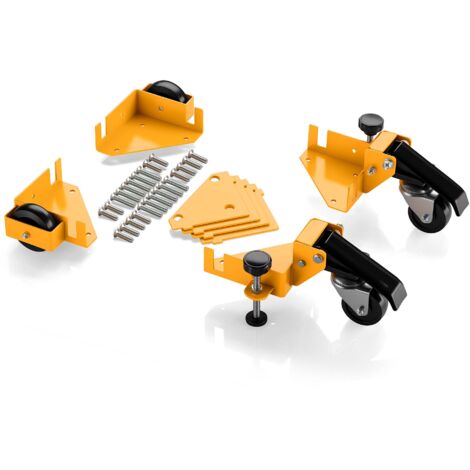 Wiltec Set 4x Roulettes Meuble pivotante 850 x 850 mm 2 Roulettes avec Frein Noir-orange Charge 180 kg Vis de fixation Dispositif Mobilité Mobilier Canapé Table Commode Support de Transport (1/5)