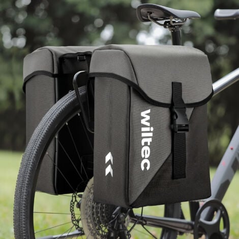 Wiltec Sacoche double étanche pour porte-bagages – capacité de 35 L – avec housse de pluie – pour vélos et vélos électriques – Sac de bicyclette – Cyclisme, courses, excursions
