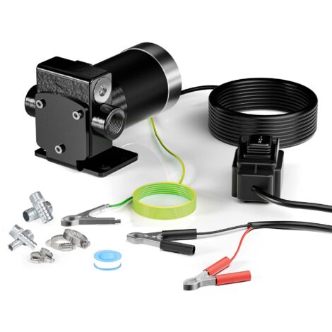 Wiltec Pompe de transfert essence et diesel – pompe 75 W – débit 14 l/min – refoulement max. 6 m, aspiration max. 1,5 m – Transvasement vide fût