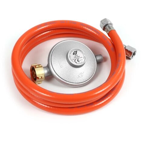 Wiltec Kit pressostat 700 mbar avec tuyau 1,5 m – pour raccords français FR – Détendeur de gaz, limiteur de pression, régulateur de pression de gaz