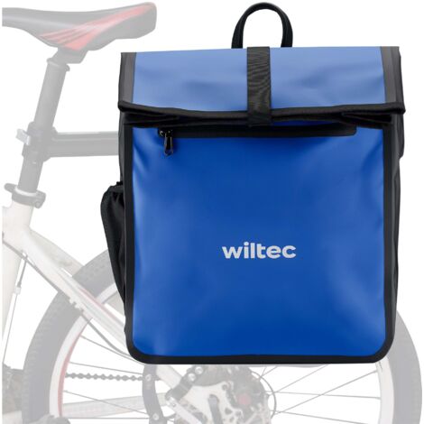 Wiltec Sacoche étanche pour porte-bagages bleue – capacité de 22 L – en PVC – pour vélos et vélos électriques – Sac de bicyclette – Cyclisme, courses, excursions