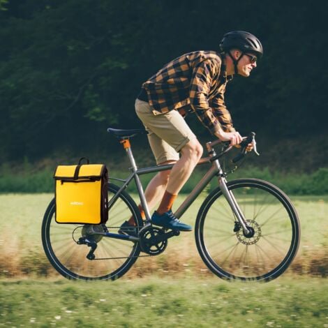 Wiltec Sacoche étanche pour porte-bagages jaune – capacité de 22 L – en PVC – pour vélos et vélos électriques – Sac de bicyclette – Cyclisme, courses, excursions