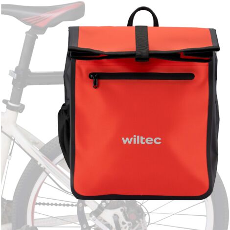 Wiltec Sacoche étanche pour porte-bagages rouge – capacité de 22 L – en PVC – pour vélos et vélos électriques – Sac de bicyclette – Cyclisme, courses, excursions