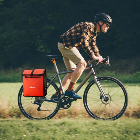 Wiltec Sacoche étanche pour porte-bagages rouge – capacité de 22 L – en PVC – pour vélos et vélos électriques – Sac de bicyclette – Cyclisme, courses, excursions