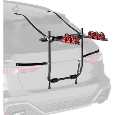 Wiltec Porte vélos pour hayon/bicorps – capacité 3 vélos, 45 kg – en Acier Q195, ABS, mousse – pour Capot arrière – vélos tout terrain, VTT, VAE, vélos électriques – avec Sangles