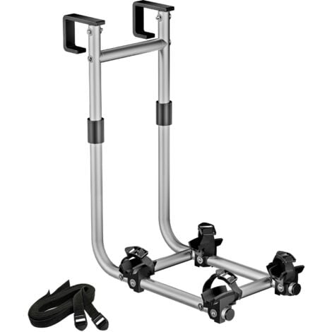 Wiltec Porte vélos pour camping car – capacité 2 pièces, 30 kg – en Aluminium et TPR – pour Échelle de caravane roulotte – Tout terrain, VTT, VAE, électriques – avec Sangles