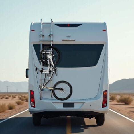 Wiltec Porte vélos pour camping car – capacité 2 pièces, 30 kg – en Aluminium et TPR – pour Échelle de caravane roulotte – Tout terrain, VTT, VAE, électriques – avec Sangles