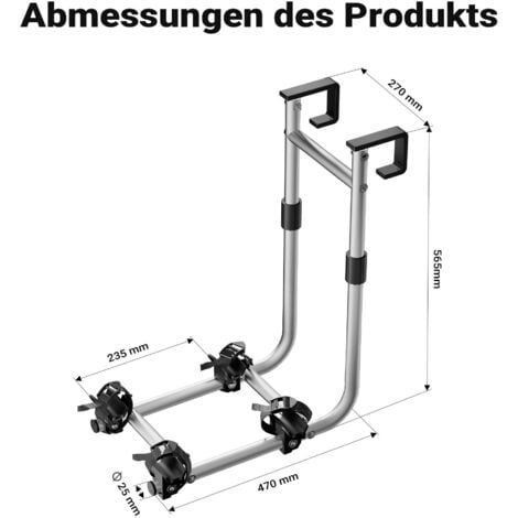 Wiltec Porte vélos pour camping car – capacité 2 pièces, 30 kg – en Aluminium et TPR – pour Échelle de caravane roulotte – Tout terrain, VTT, VAE, électriques – avec Sangles