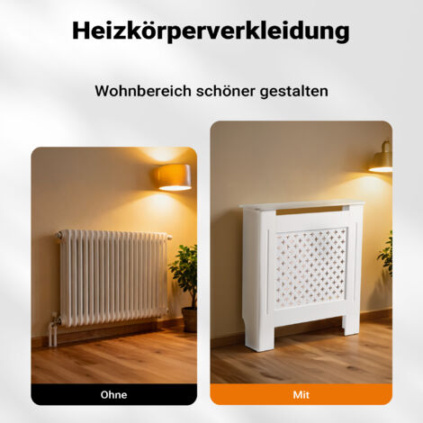 HOMCOM Cache-Radiateur Design Élégant En MDF Blanc Avec Grille Ronde - 78 X 19 X 82 Cm - Style Moderne & Pratique