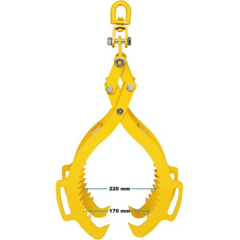 Wiltec Pince forestière pour troncs max. 720 mm – Force 1500 kg – Pince de levage – avec 4 Mandrins de serrage – Grappin de débardage, Pince à bois