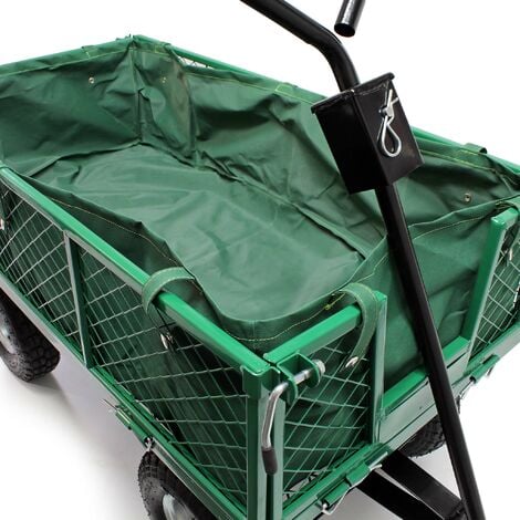 Wiltec Chariot transport pliable – 965 x 510 x 550 mm – capacité 300 kg – avec Bâche amovible, Pneus robustes et Grille de rangement – Diable Jardin Jardinage Outils Outillage