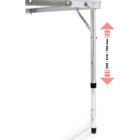 Wiltec Kit Table de camping pliante, 1200 x 600 x 545 mm, avec 4 assises tabourets, table portable blanche MDF/alu, réglable en hauteur 54/61/70 cm, extérieur, BBQ, fêtes, barbecue, pique-nique