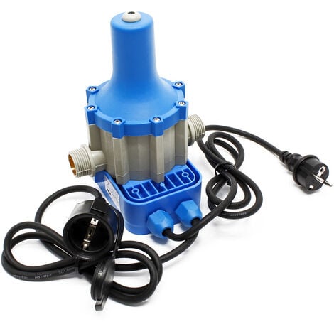 Wiltec Pressostat SKD-1 avec câble – 230 V – 174 x 168 x 228 mm – 1 phase Monophasé – 10 bar – Pour pompe domestique, pompe puits – Commande de pompe