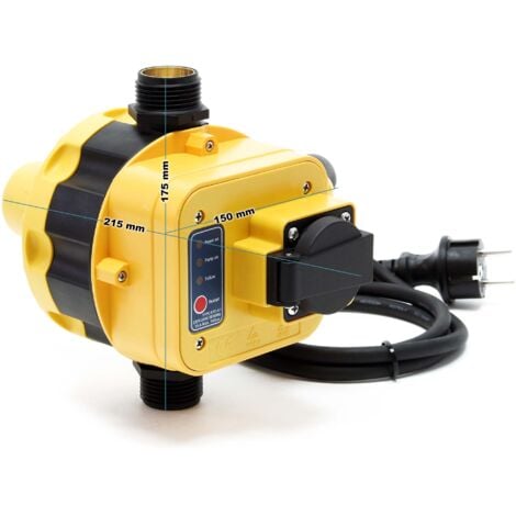 Wiltec Pressostat EPC-5 avec 1 Câble et prise – 175 x 185 x 150 mm – 230 V – 10 bars – Réseaux d’eaux domestiques & Pompes monophasées – Anti-marche à sec