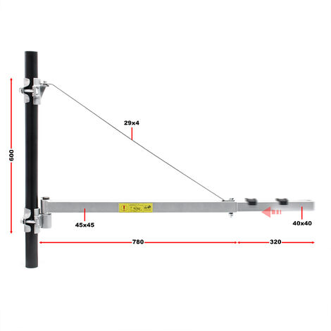 Bras pivotant palan support 600g 110cm treuil câble fixation orientable  accessoire levage Potence