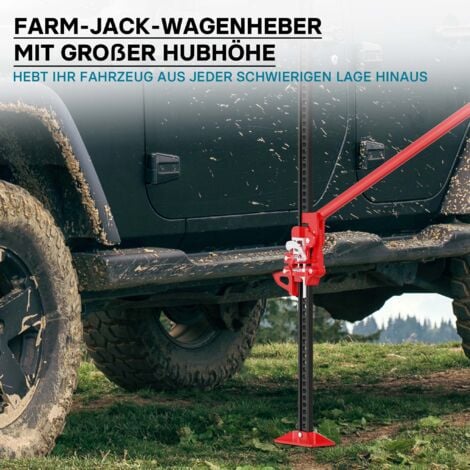 Wiltec Cric Fermier à levier 3000 kg Farm Jack Tout-terrain ATV 4x4 Acier 14,2 kg 150 cm Treuil Véhicule Voiture Tout terrain Hauteur ajustable 15,5-135 cm Dispositif levage Agricole Sylviculture Jard