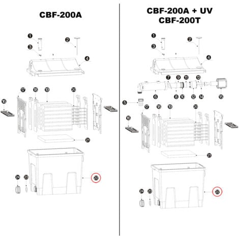 Pièce détachée Bac de filtration SunSun CBF-200T/CBF-200U/CBF-200