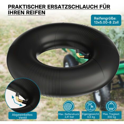 Chambre à air pour pneu de tracteur à pelouse 13x5.00-8 avec valve coudée roue tondeuse à gazon