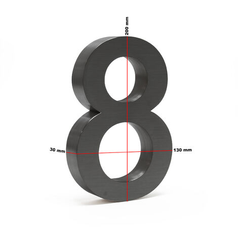Plaque Numéro Maison Chiffre 3 3D 20cm Acier inoxydable Résistant  Intempéries Matériel Fixation