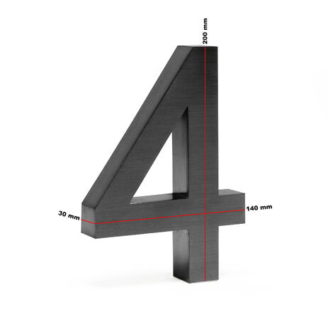 Plaque Numéro Maison Chiffre 7 3D 20cm Acier inoxydable Résistant  Intempéries Matériel Fixation