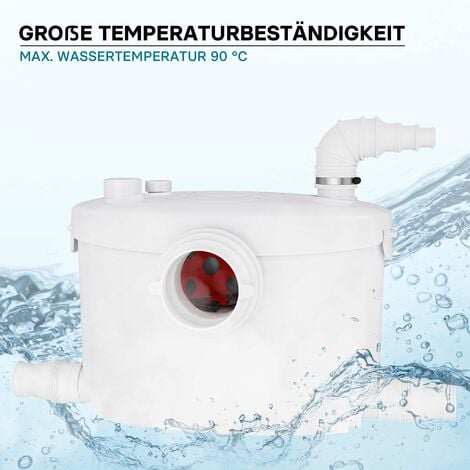 XPOtool Pompe de relevage 4/1 – 400 W – 408 x 162 x 286 mm – 8100 l/h – Refoulement 8,5 m/85 m – Pour Eaux usées chargées WC – Station de Pompage Assainissement