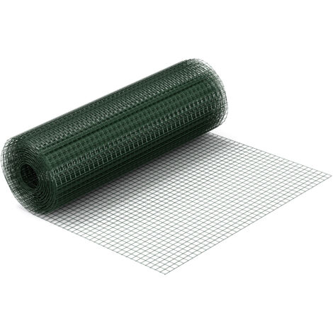 Wiltec – Grillage souple vert 10m x 0,5m – Mailles carrées 25x25mm – Acier galvanisé revêtu PVC – Pour volières et clapiers (1/5)