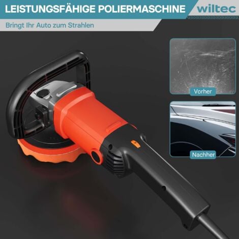 Wiltec Machine Polir Meuleuse 1200W 3000 tr./min Pochette Polisseuse 6 Niveaux Ponceuse rotative