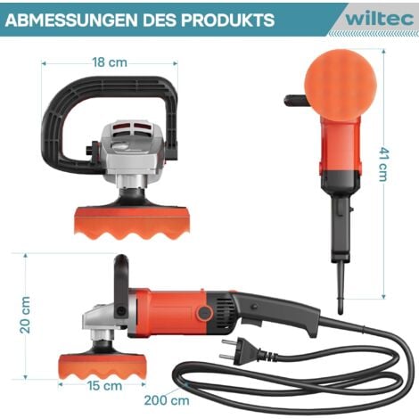 Wiltec Machine Polir Meuleuse 1200W 3000 tr./min Pochette Polisseuse 6 Niveaux Ponceuse rotative