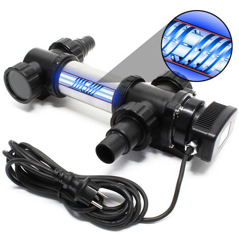 SunSun CUV-724 Stérilisateur Clarificateur bassins/étang - débit max. 5000 l/h - avec Lampe rayons UV-C 24 W + Boîtier inox - pour Poissons et plantes aquatiques - Cours d’eau en hélice