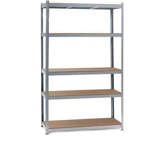 Wiltec – Étagère zinguée emboîtable 5 niveaux 120x50x204cm – Charge maximale 200kg/niveau – Idéale pour atelier et entrepôt