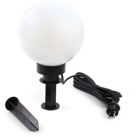 Wiltec Lampe boule extérieure – 200 x 200 x 410 mm – Ø 20 cm – Luminaire ronde de jardin avec piquet – Lampadaire IP44 avec Douille de 40W E27 (1/5)