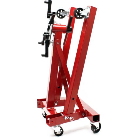 Support Moteur WilTec Levage Jusqu'à 450kg - Griffes Réglables - Plateau Pivotant 360° - Pour Réparation Moteur