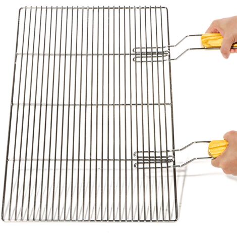 Grille BBQ Carrée 67x40cm Acier Inoxydable Avec Poignée - Barbecue Charbon Gaz