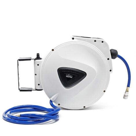 Wiltec Dévidoir automatique avec tuyau 30 m, 360 x 385 x 380 mm, En acier et PU, Enrouleur de tuyau pneumatique 12 bar, Orientation - Jardin