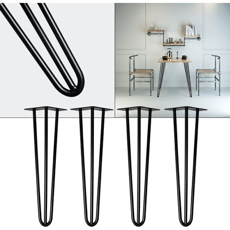 Pieds de table Support de table 4 pcs. Hairpin Legs Pieds de table épingle à cheveux Noir (mat) 45cm